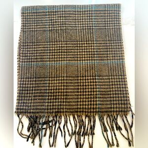 Brown/Black Plaid rectangle Fringe Soft Scarf unisex